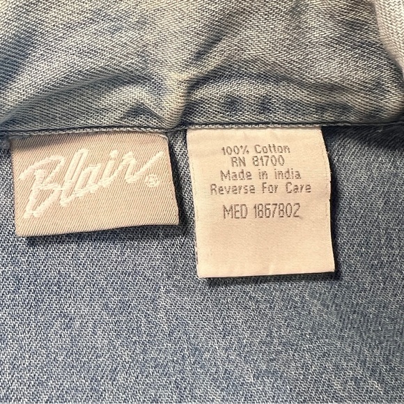 Vintage 80s Blair Light Denim Washed Zip Up Baggy Streetwear Denim Jacket Medium - Picture 6 of 13